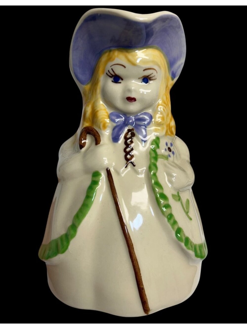 Vintage Little Bo Peep Ceramic Pitcher 8" Hand-Painted Pastel Colors Farmhouse D